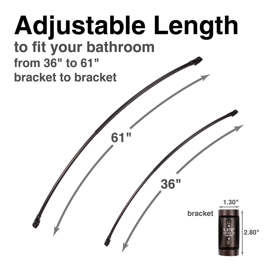 36 in. to 61 in. Curved Shower Rod (Oil-Rubbed Bronze Finish)