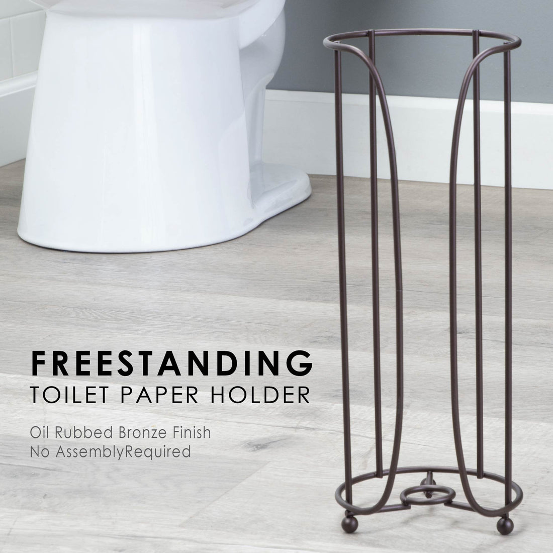 Grey Metal Freestanding Toilet Paper Holder