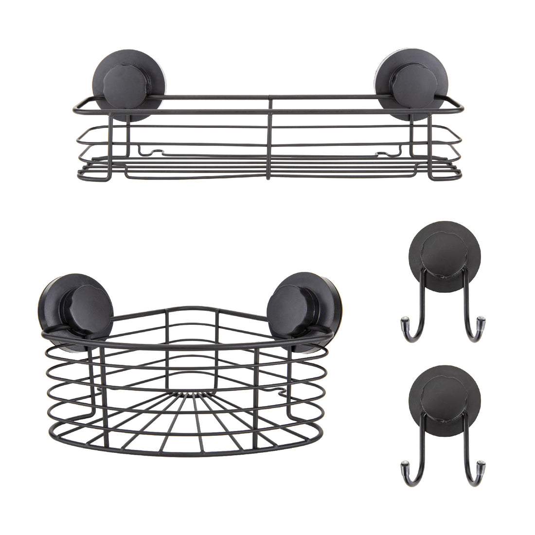 Suction Cup Shower Corner Caddies and Suction Cup Shower Hooks Set
