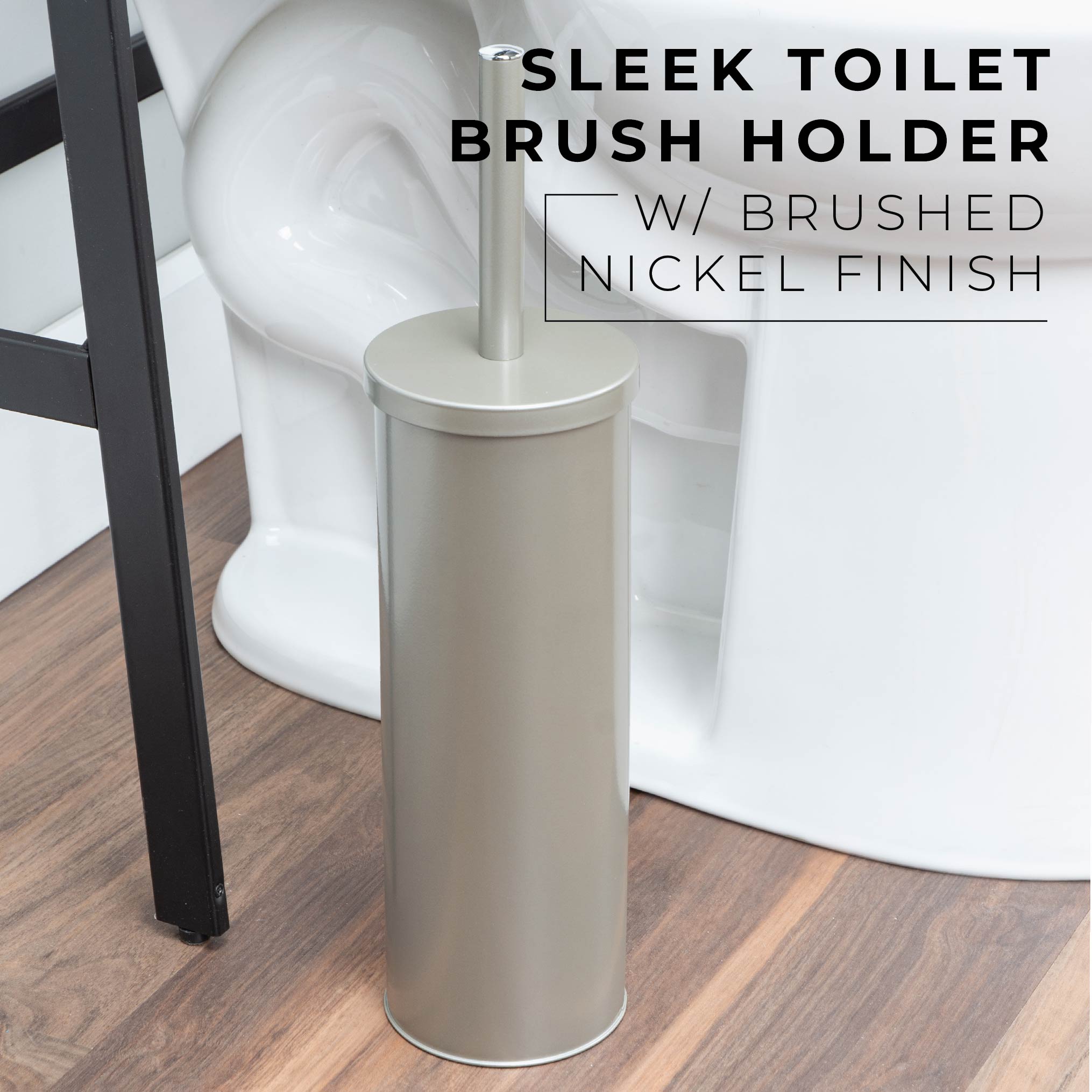 Toilet Brush and Holder 2 Pack Brushed Nickel Finish